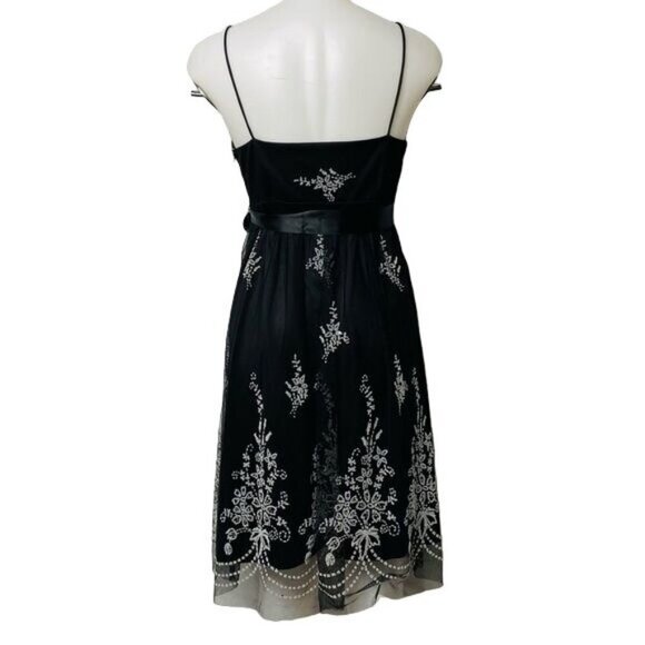 Onyx Sparkle Beaded Floral Little Black Party Dress Size 10 - Picture 12 of 14